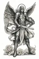 archangel gabriel holding a sword tattoo design idea