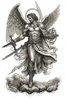 archangel gabriel holding a sword tattoo design idea