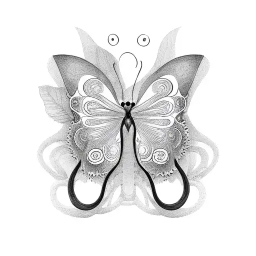 half butterfly with snake  tattoo design idea