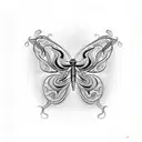 butterfly with snake easy tattoo design idea