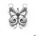 butterfly with snake easy tattoo design idea