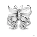 butterfly with snake easy tattoo design idea