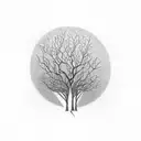 tree branches with leaves inspired by linguistics trees and mc escher. negative image of branches and leaves form bird tattoo design idea