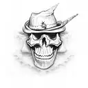 ghost ship with skull wearing jesters hat tattoo design idea