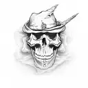 ghost ship with skull wearing jesters hat tattoo design idea