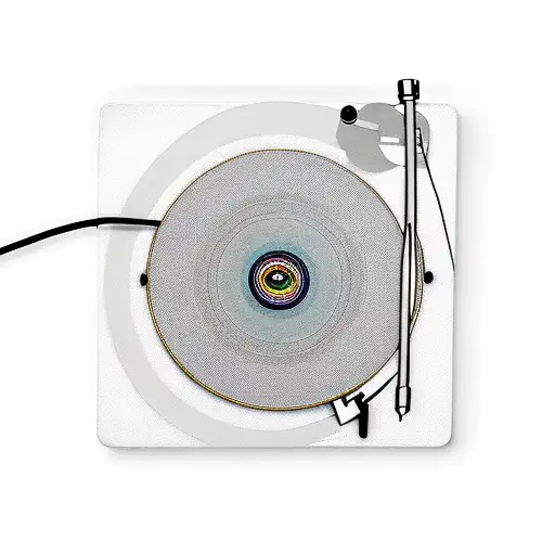 turntable record player with audio cord injecting into vein tattoo design idea