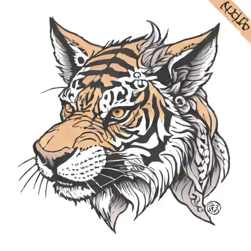 trex tiger wolf   tattoo design idea