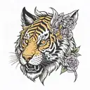 trex tiger wolf   tattoo design idea