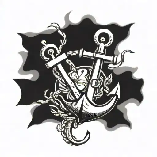 An anchor tattoo mixed with a cross with the names faith vertical and chasing horizontal tattoo design idea