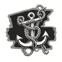 An anchor tattoo mixed with a cross with the names faith vertical and chasing horizontal tattoo design idea