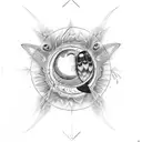 moon and moth tattoo design idea