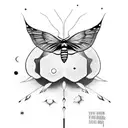 moon and moth tattoo design idea