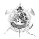 moon and moth tattoo design idea