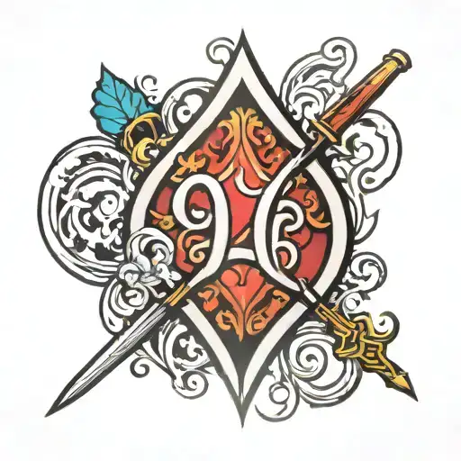 Spade symbol with a Q inside tattoo design idea