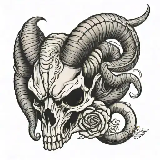 ram skull half sleeve tattoo design idea