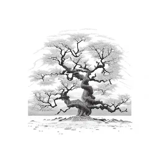 A sketch-style illustration of a strong oak tree, symbolizing the strength and unity of your family tattoo design idea