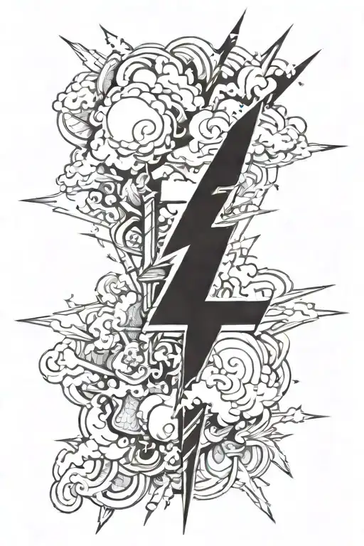 thunder bolt striking tattoo design idea