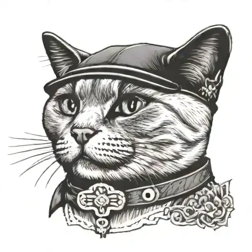 british shorthair cat sherif hat tattoo design idea