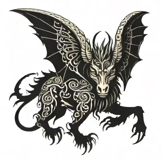 Aries Dragon Donkey tattoo design idea