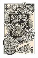 ace of spade card with japanese waves flowing around the card tattoo design idea