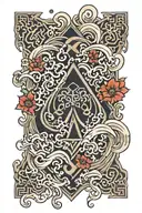 ace of spade card with japanese waves flowing around the card tattoo design idea
