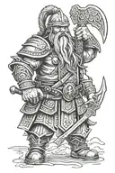 dwarf warrior mixed with spartan warrior tattoo design idea