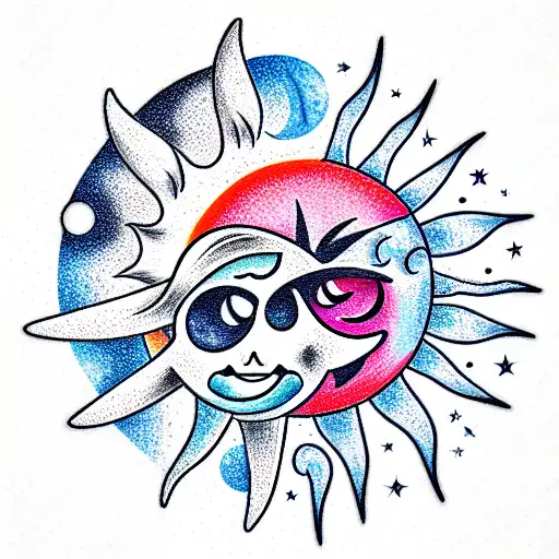 Sun and Moon tattoo design idea