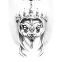 lamp post with the names of Camelot, Sherwood, Storybook, Narnia and Alba tattoo design idea