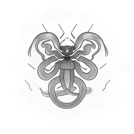 Snake, spider, small, minimalistic tattoo design idea