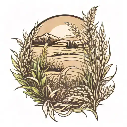 field of grass and grain tattoo design idea
