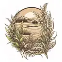 field of grass and grain tattoo design idea