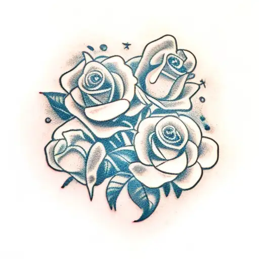 3 English roses tattoo design idea