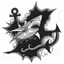 shark with anchor surrounded and sink or swim under tattoo design idea