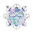 Zodiac constellations of Gemini and Taurus intertwined tattoo design idea