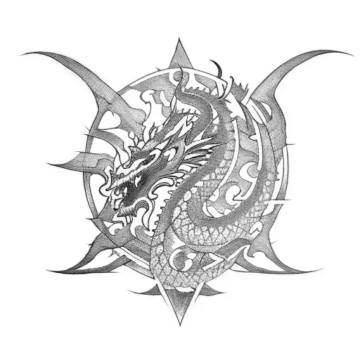 create a tatoo with dragon and samurai  tattoo design idea