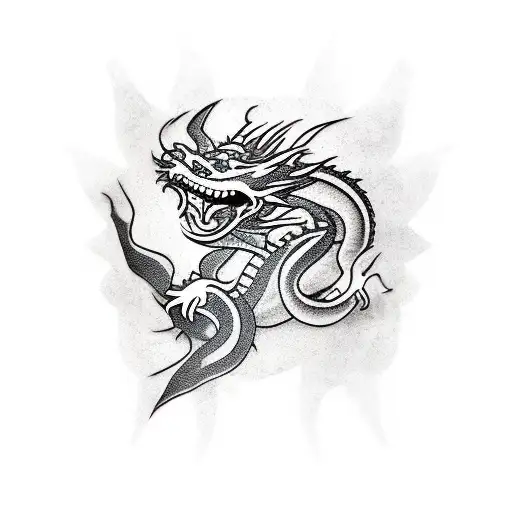 create a tatoo with dragon and samurai  tattoo design idea