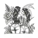 A creative design combining the themes of communism and pretty girls with big butts in a unique and artistic way tattoo design idea