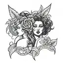 A creative design combining the themes of communism and pretty girls with big butts in a unique and artistic way tattoo design idea