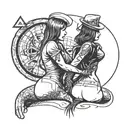 A creative design combining the themes of communism and pretty girls with big butts in a unique and artistic way tattoo design idea