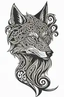 wolf head celtic pattern with elements tattoo design idea