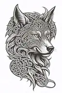 wolf head celtic pattern with elements tattoo design idea