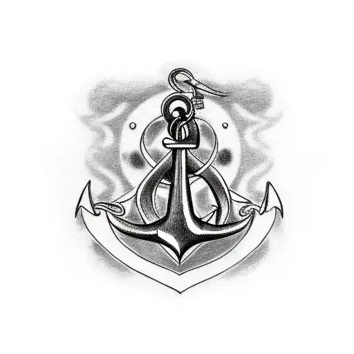 tattoo featuring an anchor intertwined with a skunk with a banner below that reads "In loving memory of Grandpa" tattoo design idea