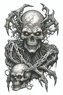 dark, evil, pain, suffering tattoo design idea