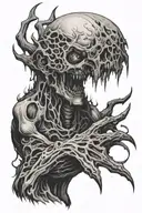 dark, evil, pain, suffering tattoo design idea