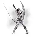 A realistic portrait of a gamer with a bow and arrow tattoo design idea