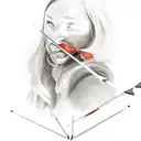 A realistic portrait of a gamer with a bow and arrow tattoo design idea