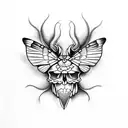 skull hawk moth with flowers tattoo design idea