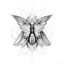 skull hawk moth with flowers tattoo design idea