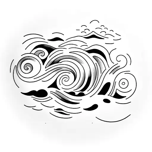 Picasso Ocean Waves, Clouds tattoo design idea
