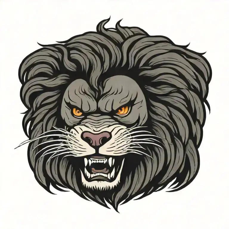 lion dog with large mane angry tattoo design idea